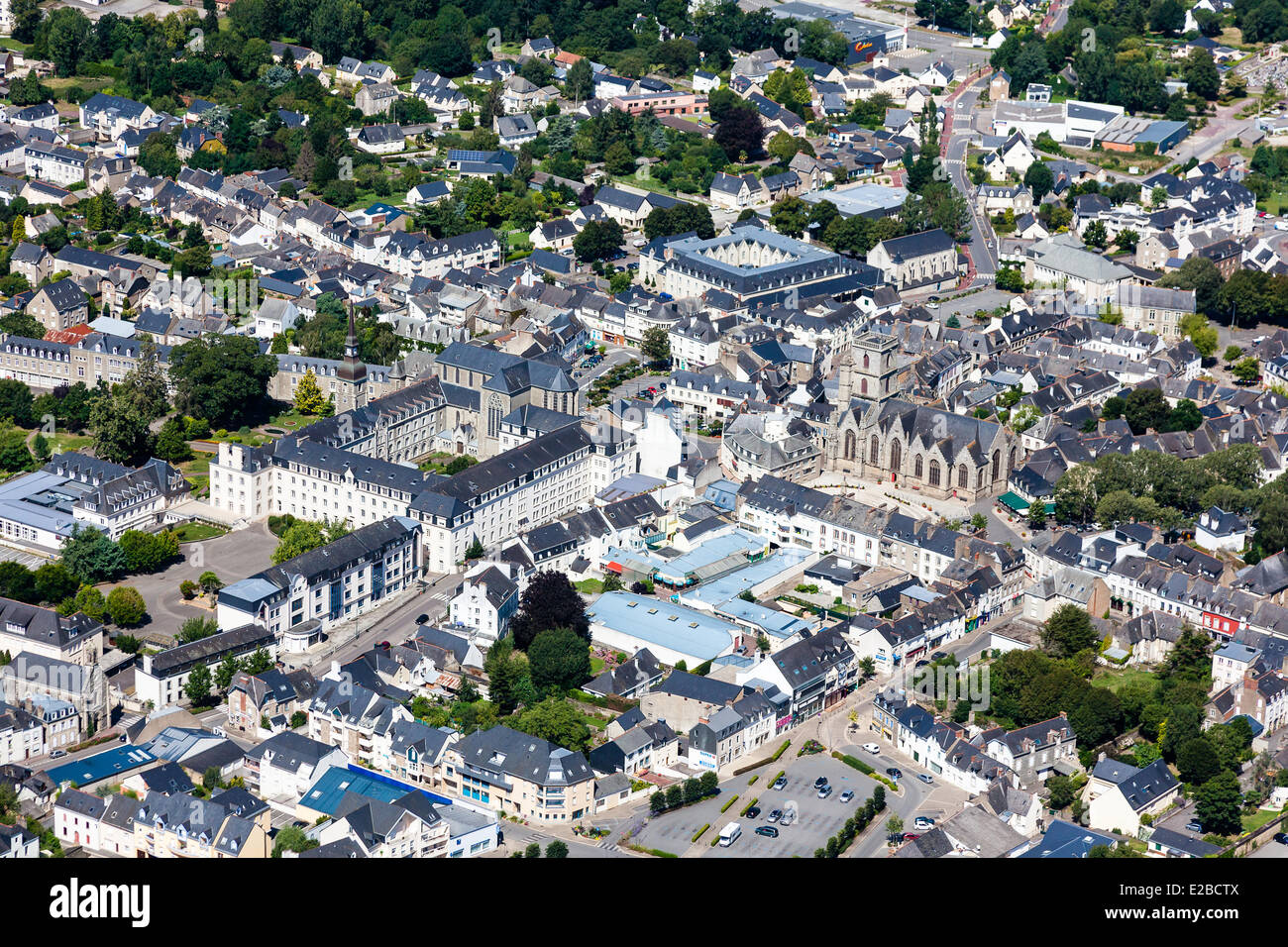 France, Morbihan, Ploërmel (vue aérienne) Banque D'Images