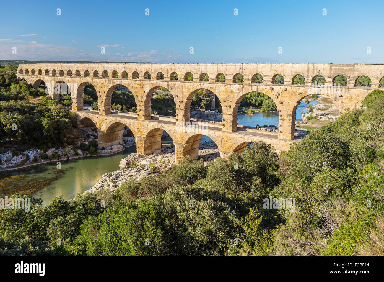La France, Gard, Pont du Gard inscrit au Patrimoine Mondial de l'UNESCO, au cours de l'Aqueduc Romain Gardon Banque D'Images