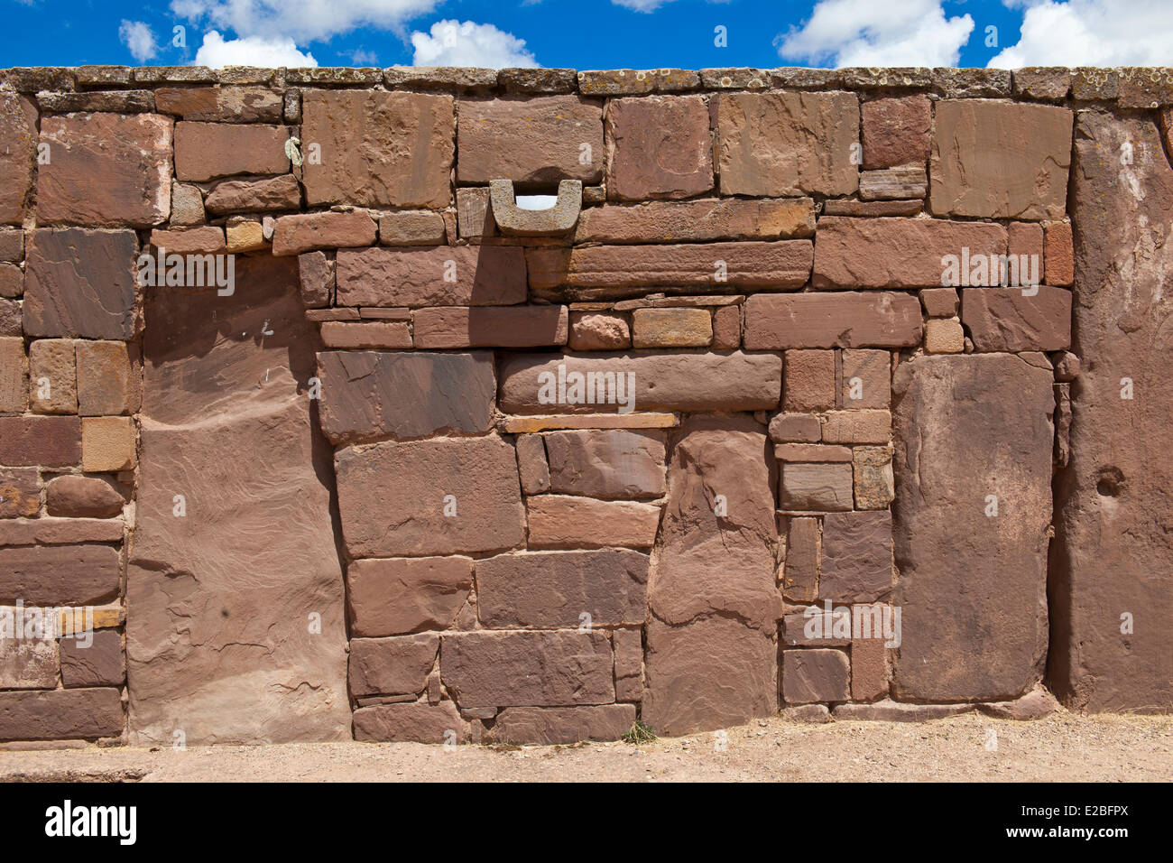Bolivie La Paz Tiwanaku Ministère Pre-Inca site archéologique de Kalassaya stonewall UNESCO Observatoire astronomique du temple Banque D'Images