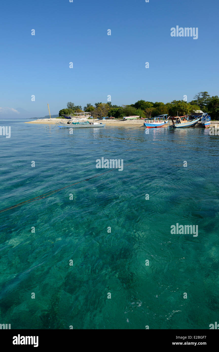 L'Indonésie, Lombok, Gili archipel, l'arrivée à Gili Air jetty Banque D'Images