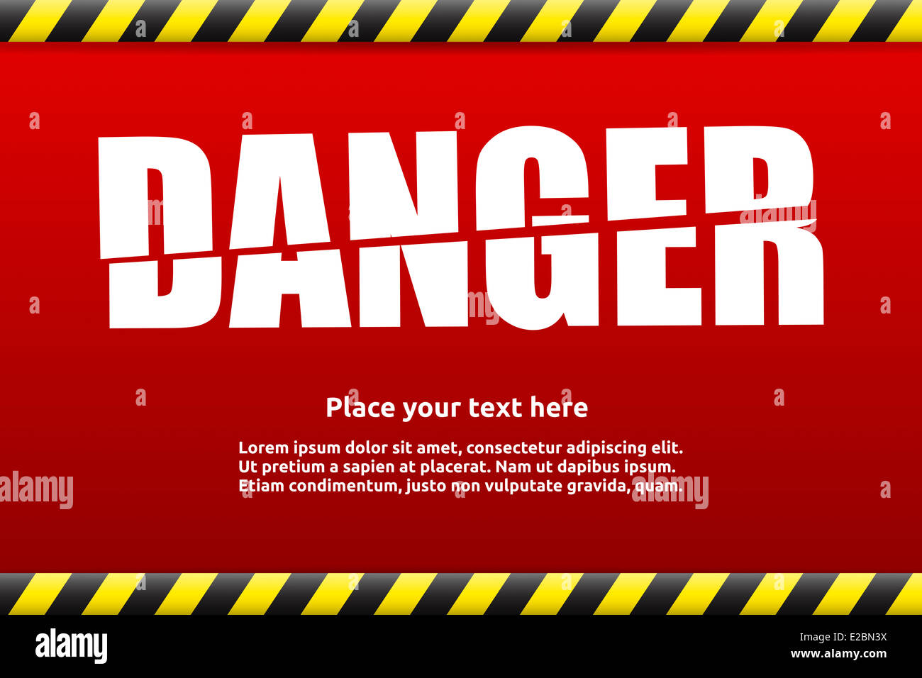 Panneau d'avertissement de danger pour votre texte avec la couleur d'alerte Banque D'Images