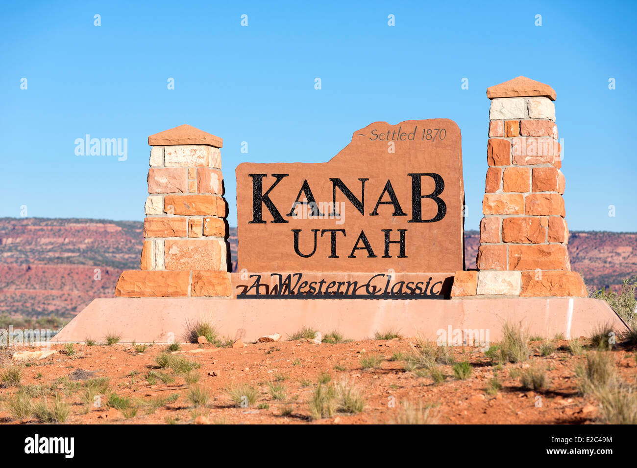 Panneau de bienvenue, Kanab, Utah. Banque D'Images