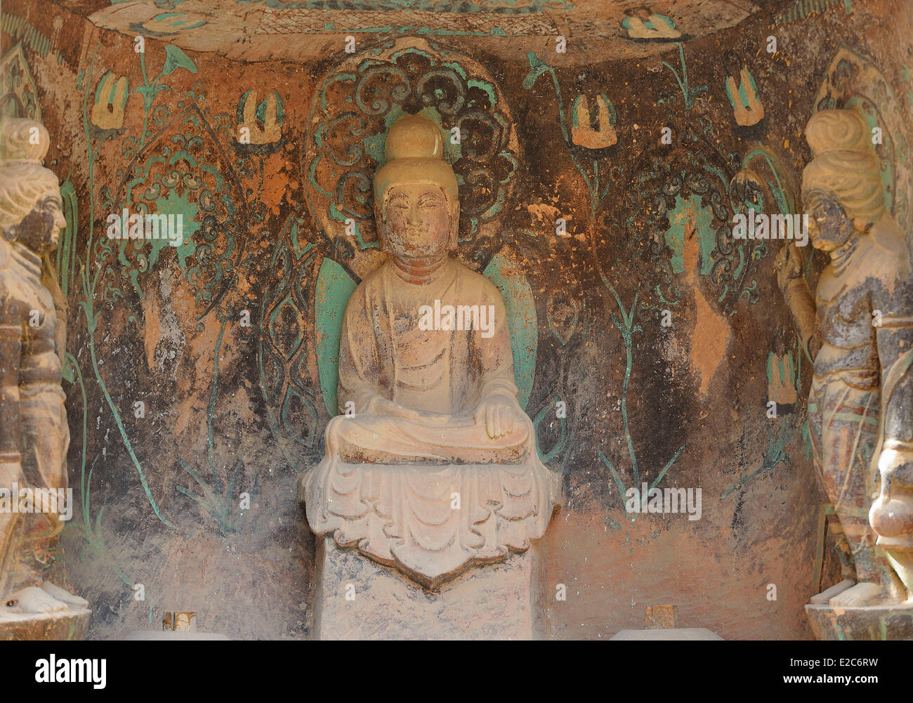 La Chine, au Gansu, Bingling Si grottes, Bouddha (dynastie des Tang) Banque D'Images