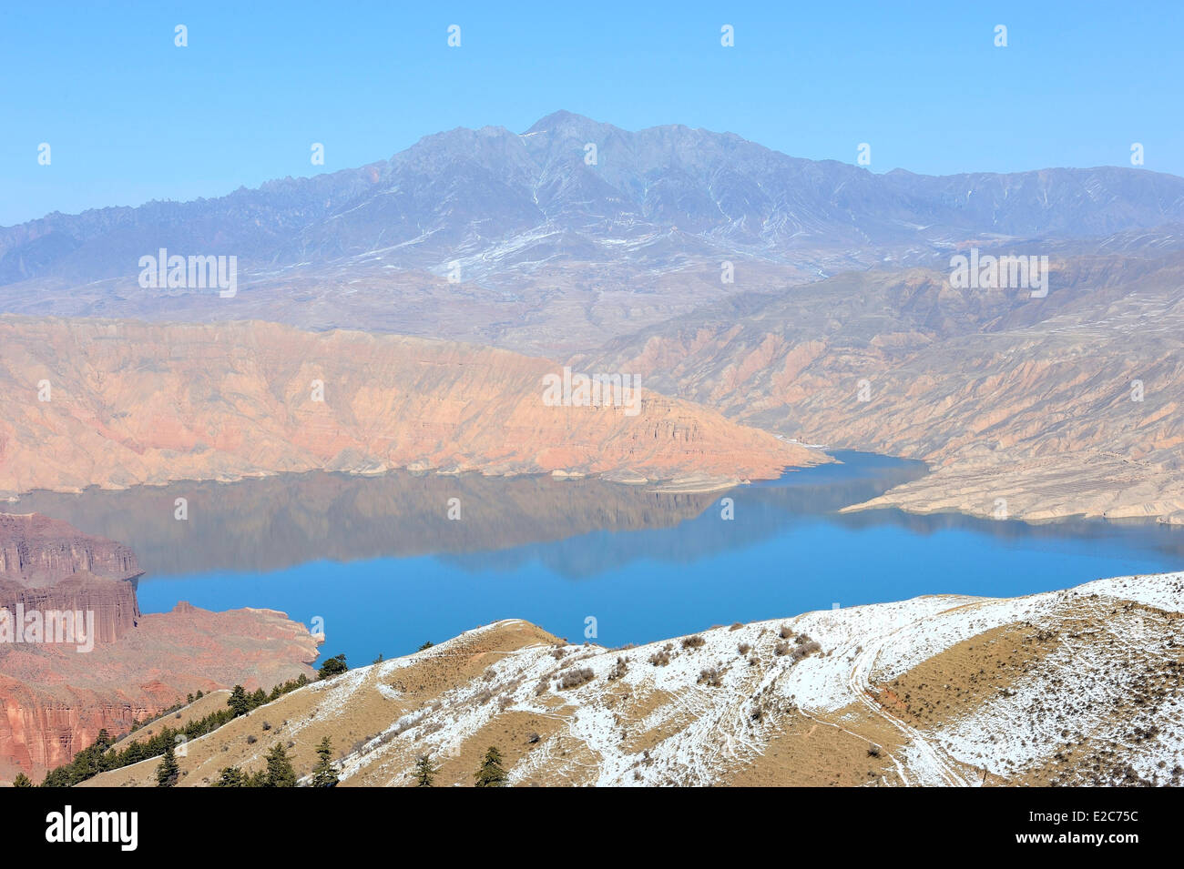 La Chine, le Qinghai, Amdo, fleuve Jaune, Li Jia Xia lake Banque D'Images