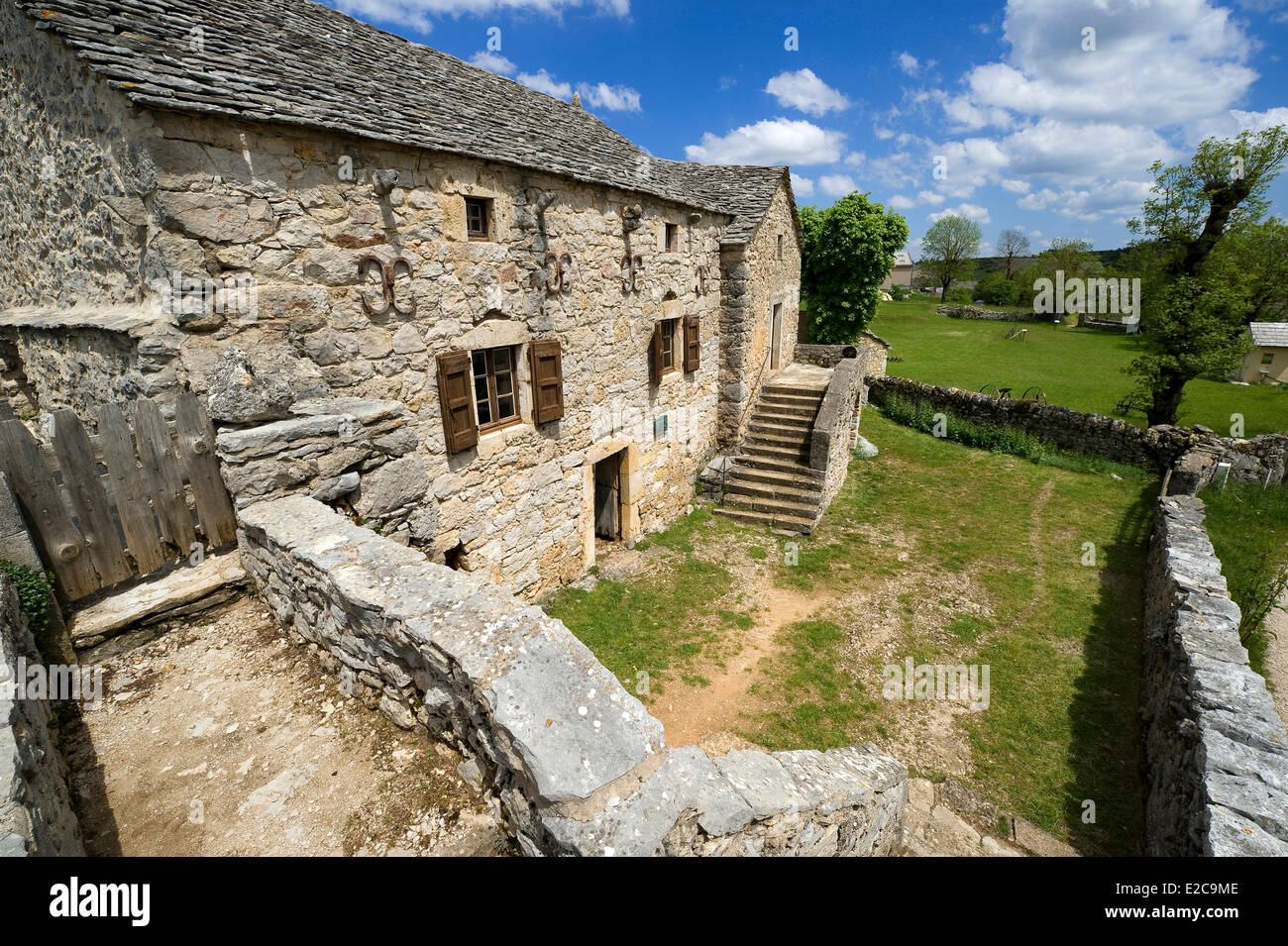 La France, la Lozère, La ferme caussenarde Hyelzas, musée, Causse Mejean Banque D'Images