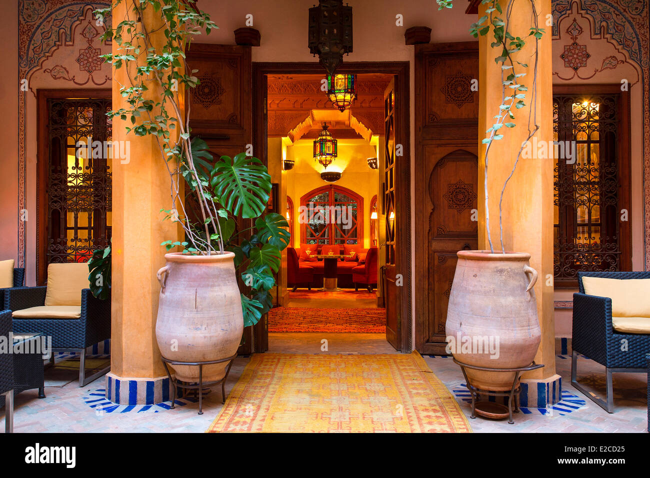 Le Maroc, Haut Atlas, Marrakech, ville impériale, Restaurant La Maison Arabe Banque D'Images