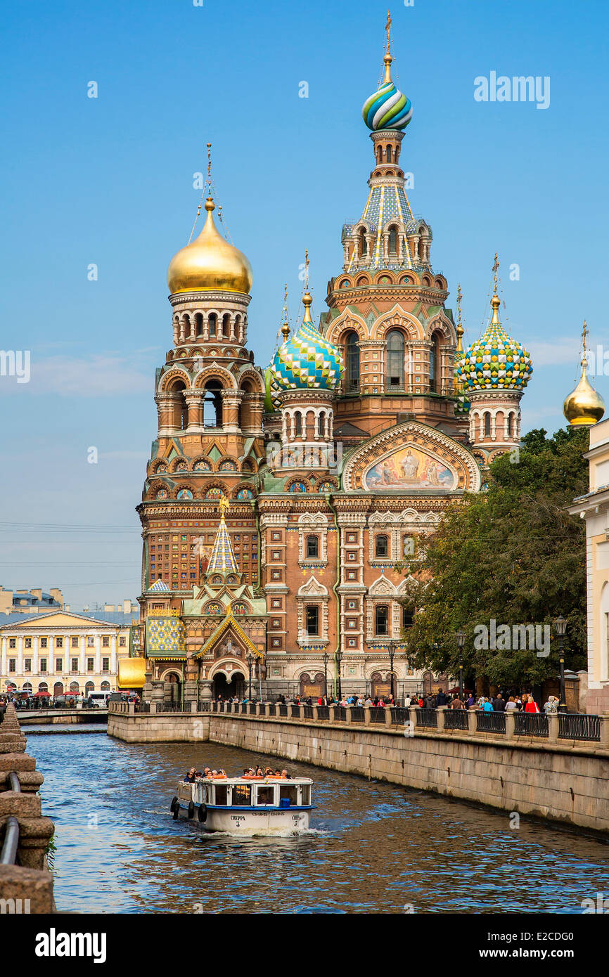 La Russie, Saint-Pétersbourg, classé au Patrimoine Mondial de l'UNESCO, l'Eglise du Sauveur sur le Sang Versé Banque D'Images