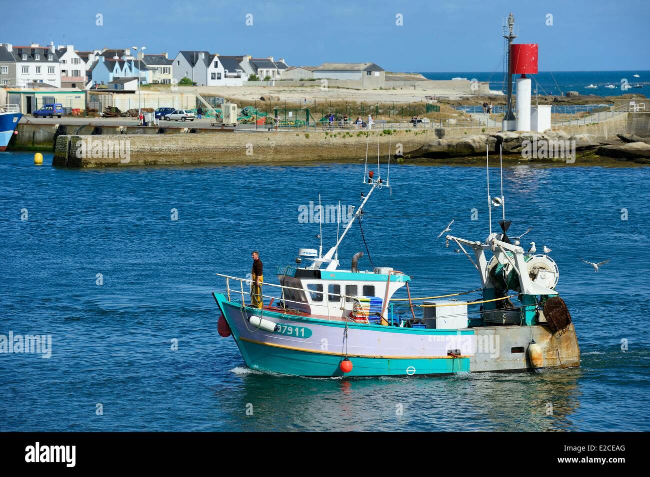 La France, Finistère, pays bigouden, Le Guilvinec, retour de la pêche Banque D'Images