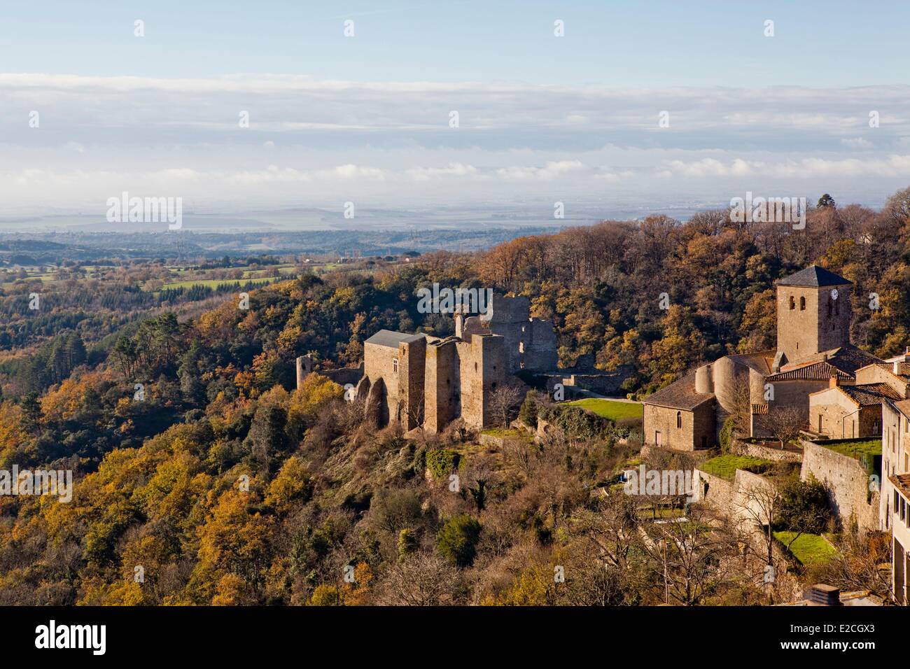La France, l'Aude, la Montagne Noire (Black Mountain), Saissac, château cathare de Saissac Banque D'Images