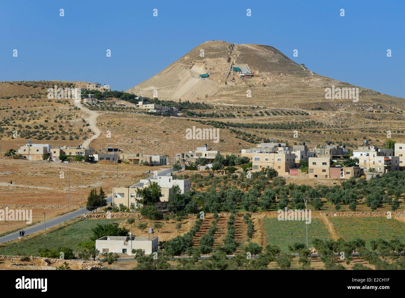 La Palestine, Cisjordanie (territoire contesté), Herodium ou Herodion est un volcan-comme hill avec un cône tronqué avec une une forteresse et palais construit par Hérode le Grand (Herodion National Park) Banque D'Images