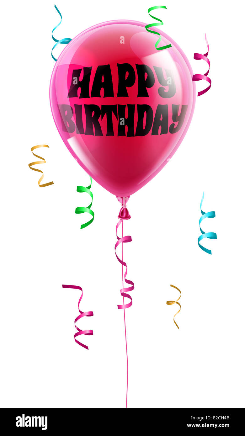 Un Ballon Rose Brillant Avec Les Mots Joyeux Anniversaire Ecrit Dessus Photo Stock Alamy