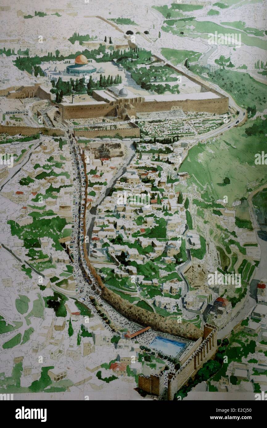 Israël, Jérusalem, ville sainte, est intervenu dans le cadre de la construction de la route Grand Hérode, le chemin des pèlerins, allant de Mont du Temple pour piscine de Siloé Banque D'Images
