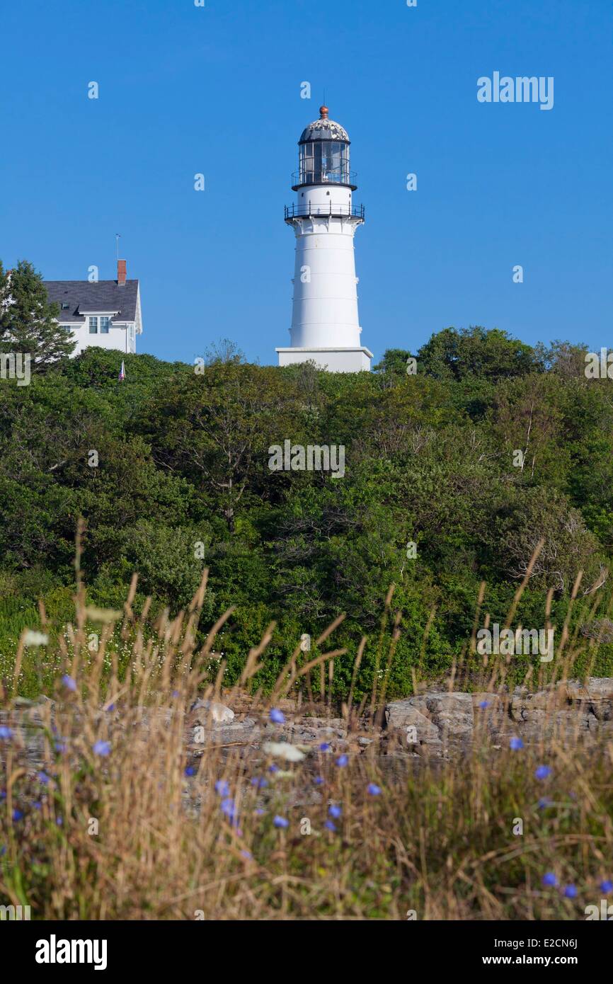 United States Maine Portland Cape Elizabeth Deux voyants State Park le phare Banque D'Images