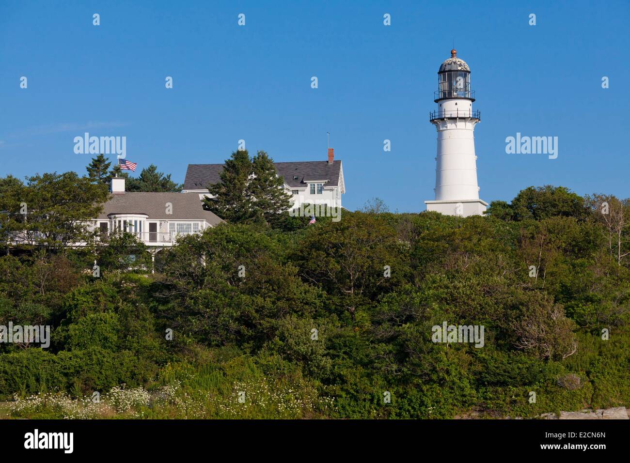 United States Maine Portland Cape Elizabeth Deux voyants State Park le phare Banque D'Images