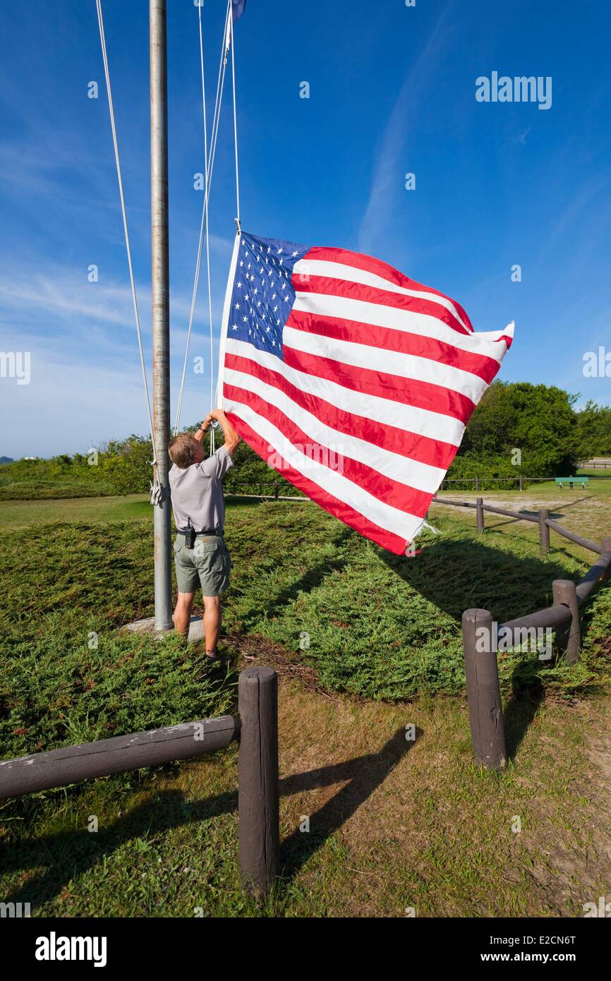 United States Maine Portland Crescent Beach State Park un park ranger la hausse les couleurs le matin Banque D'Images