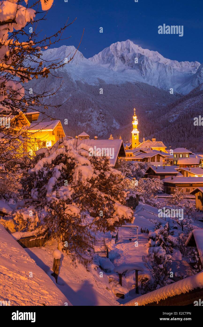 France Savoie Bozel Tarentaise Massif de la Vanoise vue sur la Becca Motta 3043m et le Grand Bec 3403m Banque D'Images