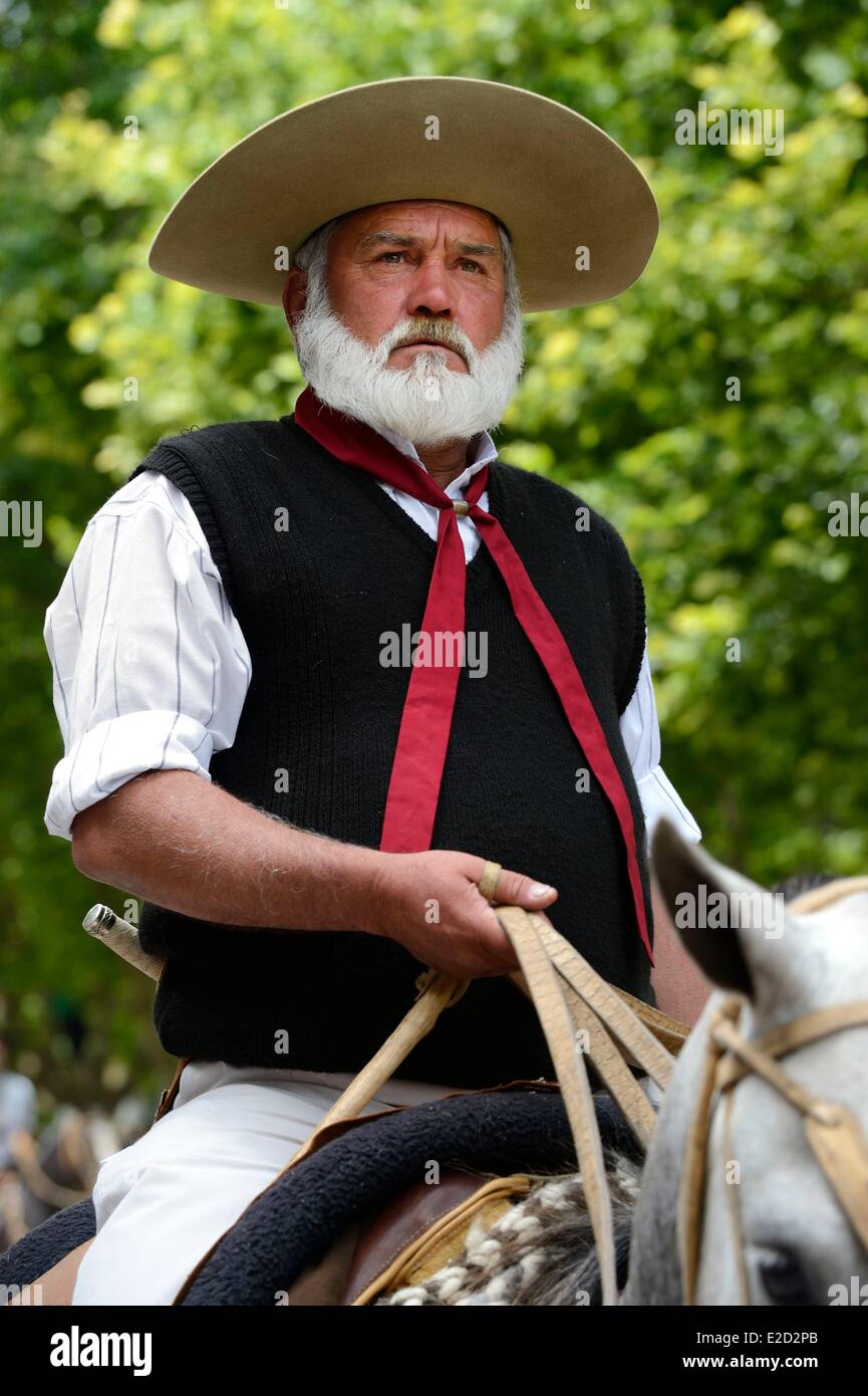 La province de Buenos Aires Argentine San Antonio de Areco Tradition festival (Dia de Tradicion) gaucho à cheval dans Banque D'Images