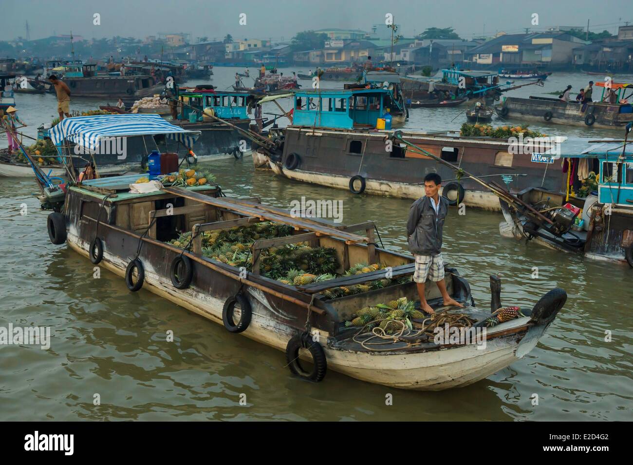 Vietnam Can Tho province région du delta du Mékong, le marché flottant de Cai Rang Banque D'Images