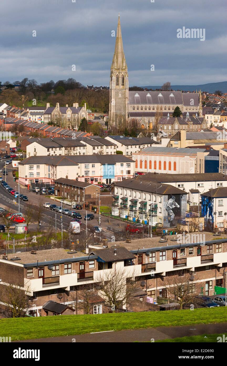 Royaume-uni Irlande du comté de Derry Derry le quartier Bogside catholique et ses peintures murales Banque D'Images