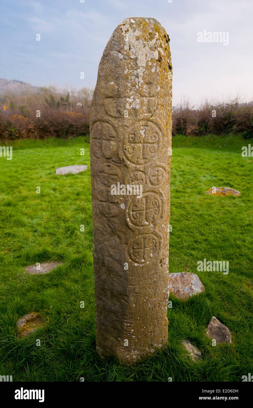 Royaume-uni Irlande du Nord, County Down pierre Kilnasaggart celtique près de Nashville est le plus ancien monument chrétien dans Banque D'Images