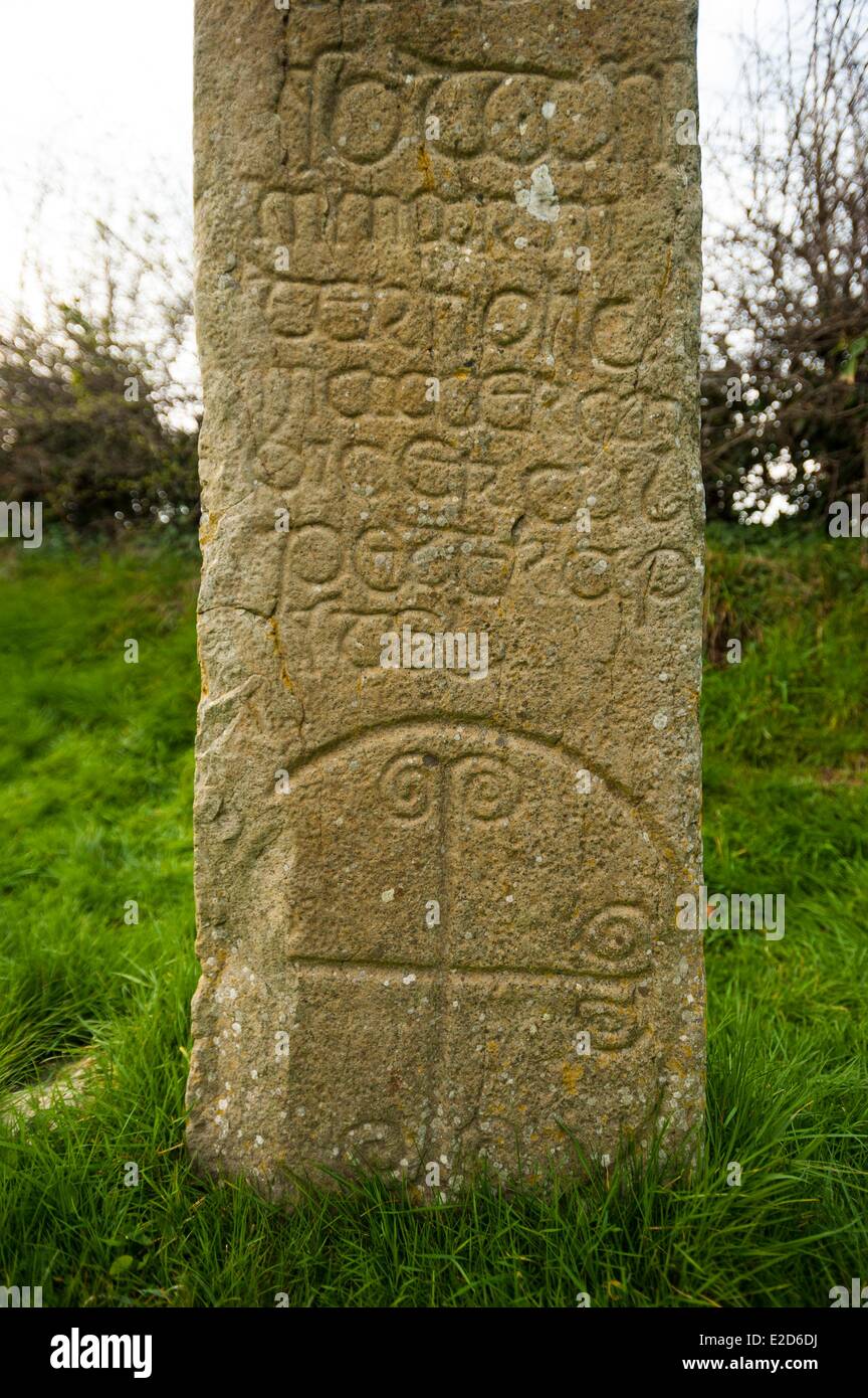 Royaume-uni Irlande du Nord, County Down pierre Kilnasaggart celtique près de Nashville est le plus ancien monument chrétien dans Banque D'Images