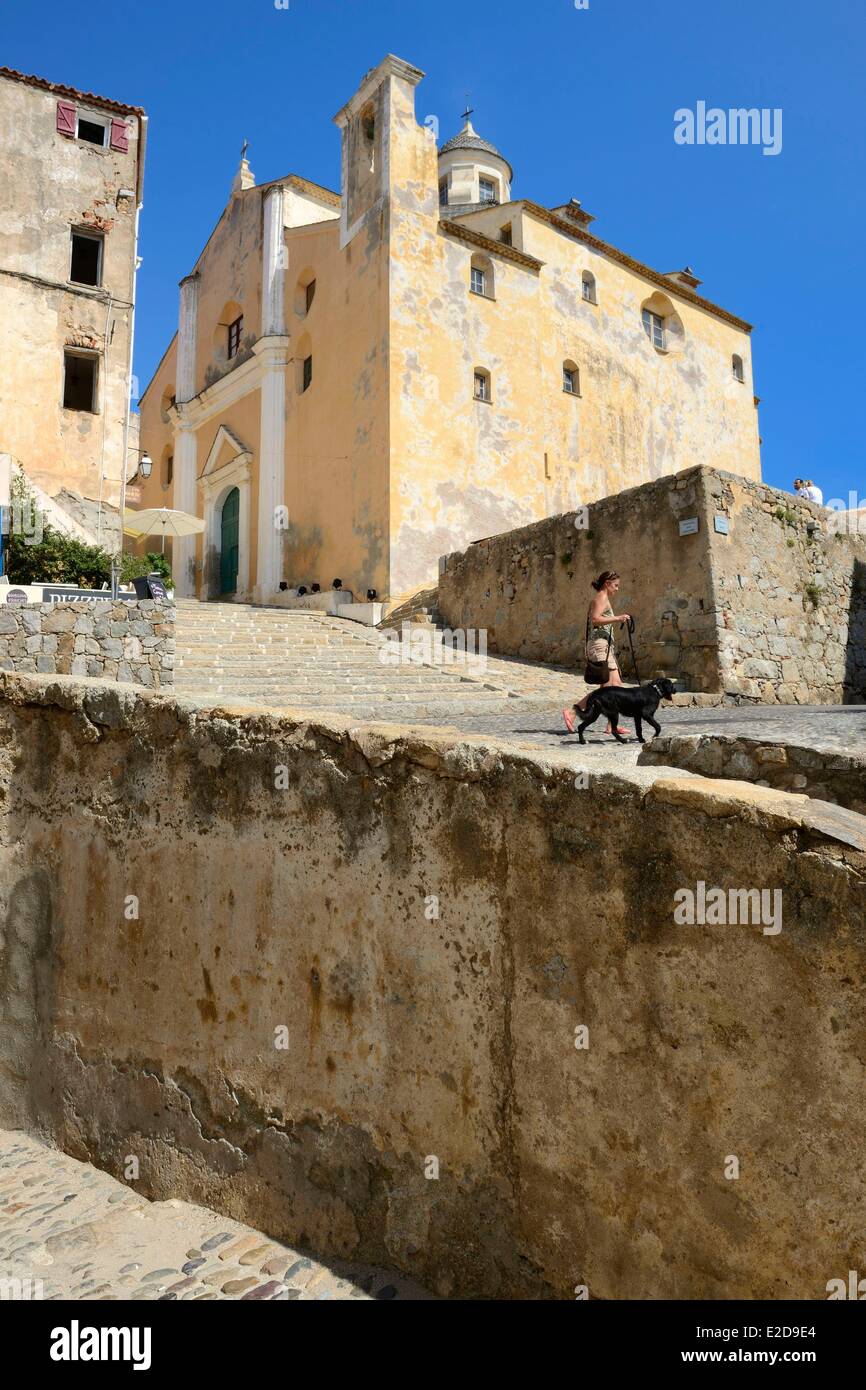 France, Haute Corse, Calvi, la citadelle, la cathédrale St Jean Baptiste Banque D'Images