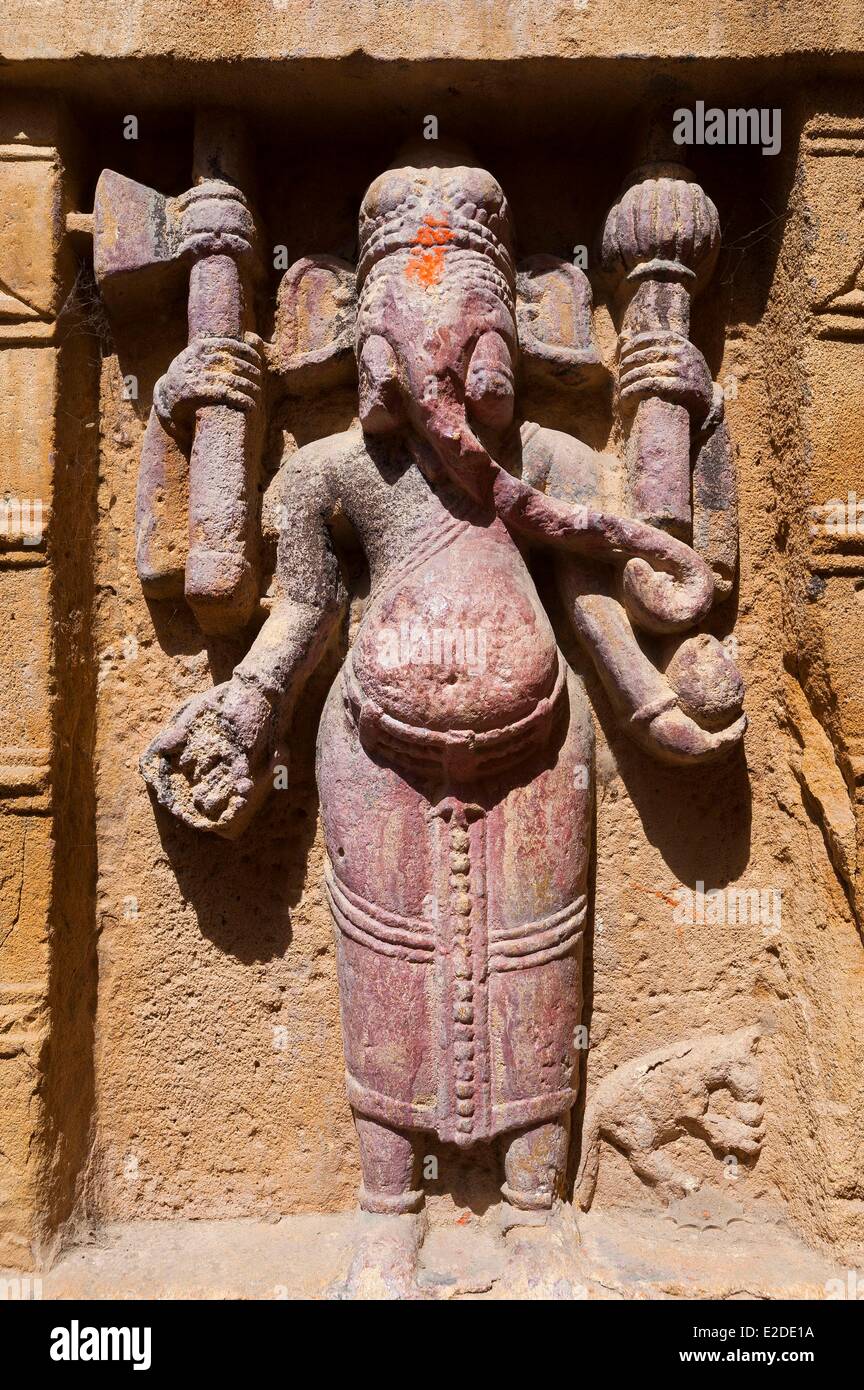 Inde Rajasthan Jaisalmer statue du dieu éléphant Ganesha Banque D'Images