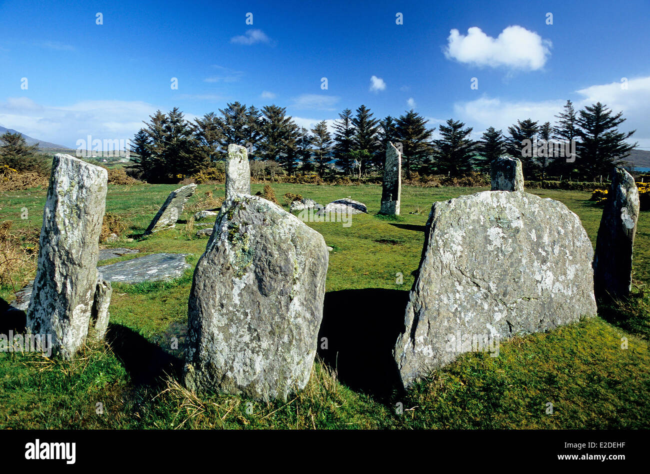 Le comté de Cork en Irlande Celtique Casteltownbere stone circle de Derrintaggart Banque D'Images