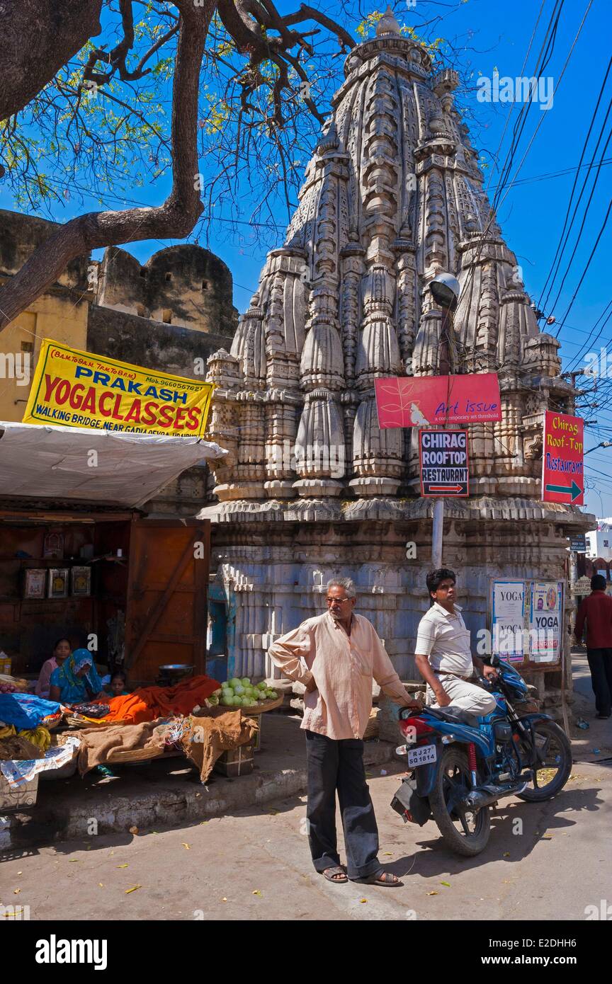 Inde Rajasthan Udaipur petit temple street Banque D'Images