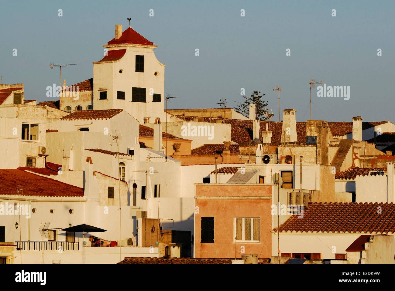 Espagne Iles Baléares Minorque Ciutadella les toits du centre-ville Banque D'Images