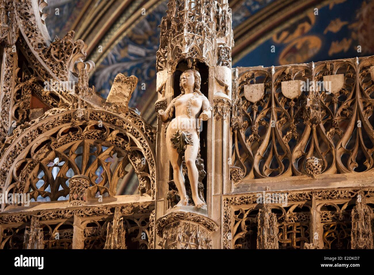 La France, Tarn, Albi, la cité épiscopale, classée au Patrimoine Mondial de l'UNESCO, la cathédrale Sainte-Cécile, choeur détail Banque D'Images