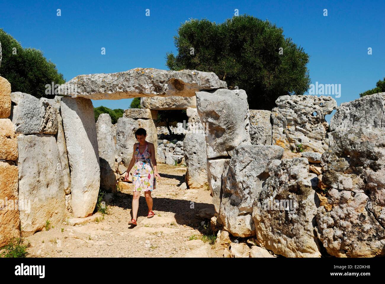 Espagne Iles Baléares Minorque Torre dAEEn Galmes talayotic village situé entre Ibiza et Son Bou Banque D'Images