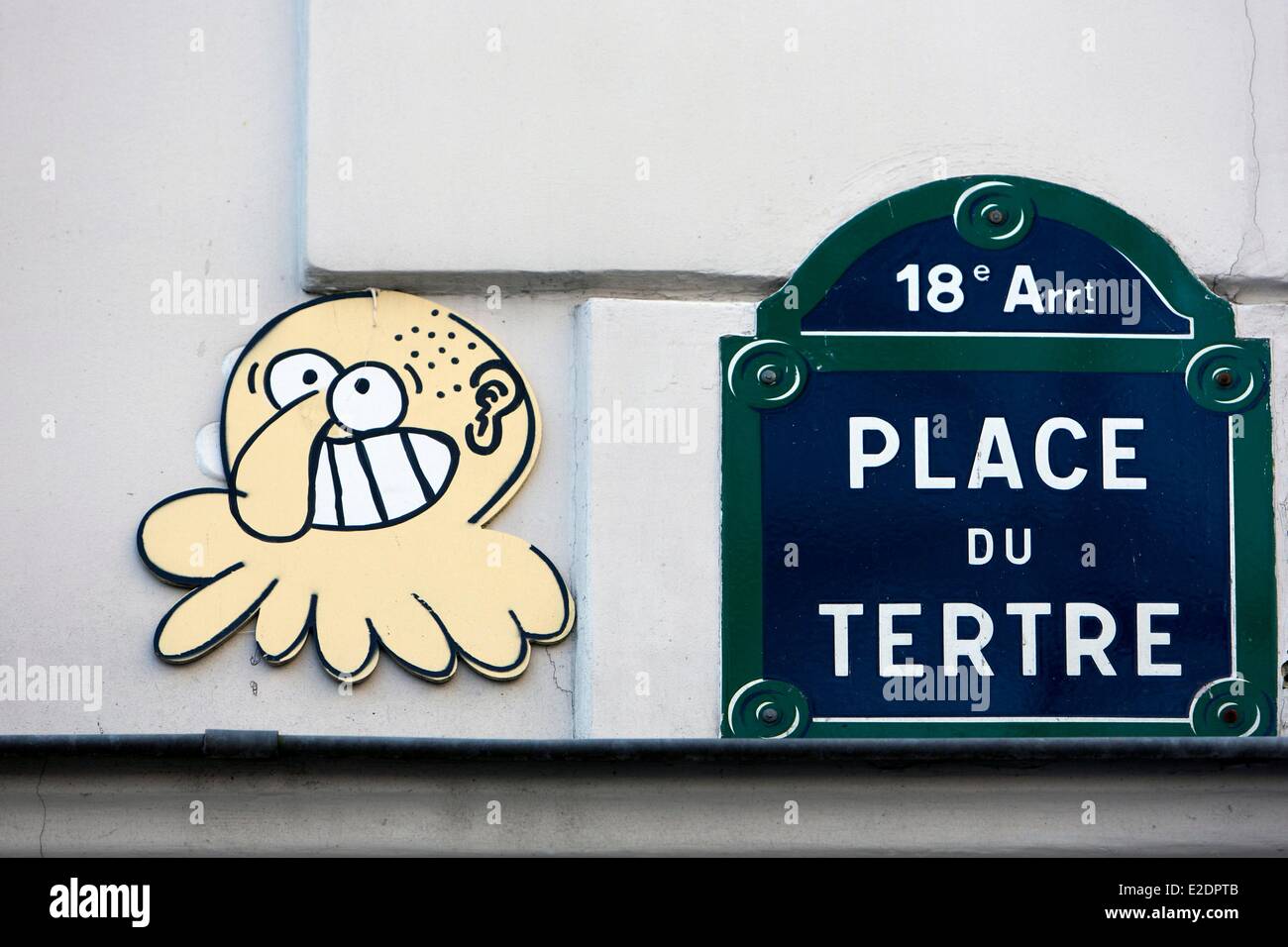 France Paris Butte Montmartre Place du Tertre la plaque de rue Banque D'Images