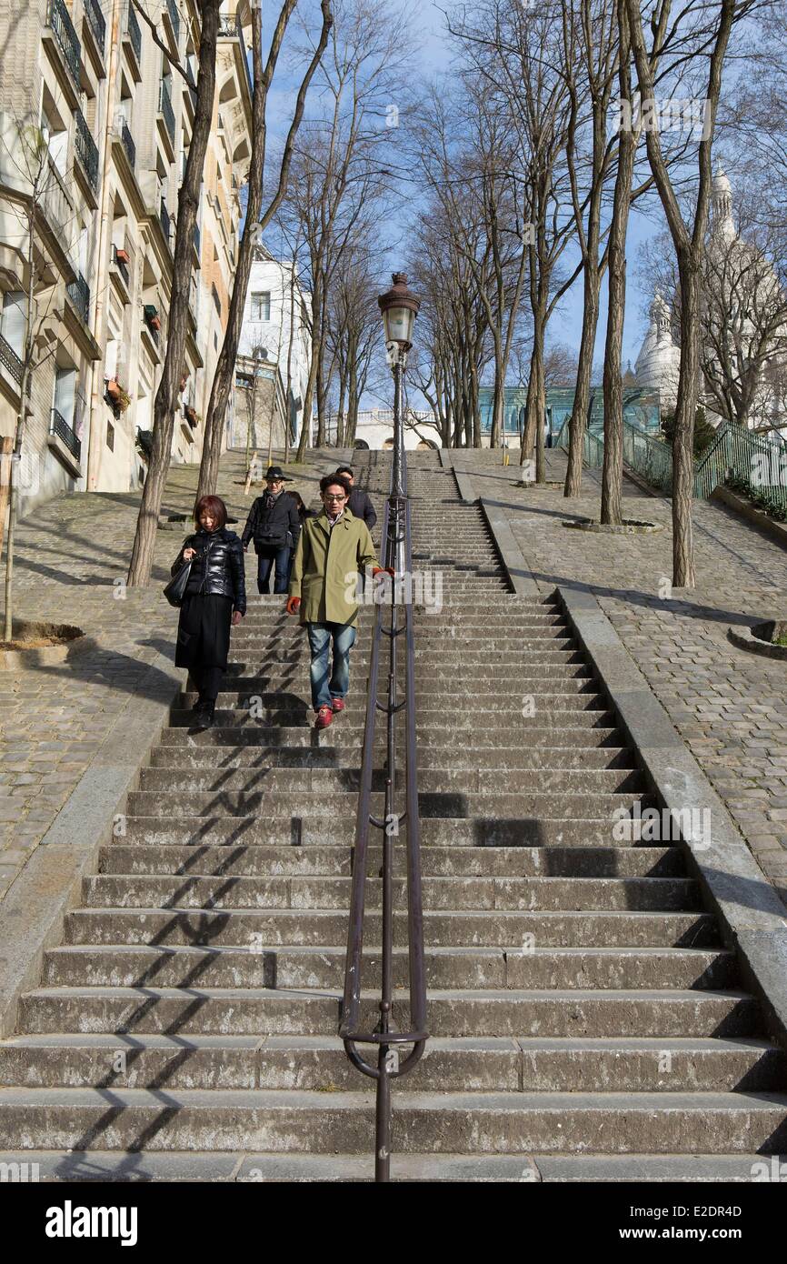 France Paris Butte Montmartre escalier rue Foyatier Banque D'Images