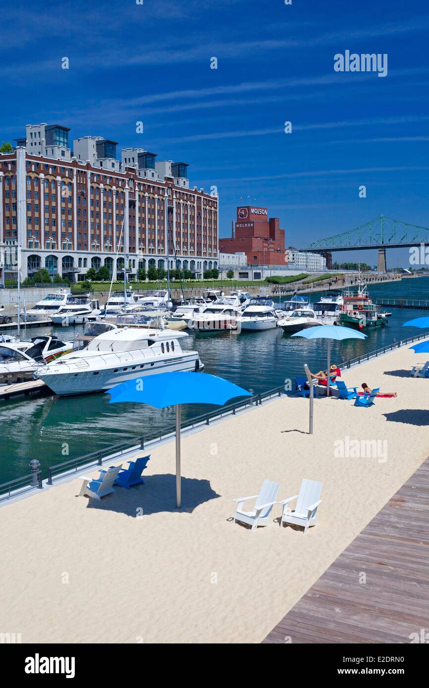 Canada Province du Québec montreal vieux port la plage La plage de l'horloge concept urbain inspiré par Paris Plages en France Banque D'Images