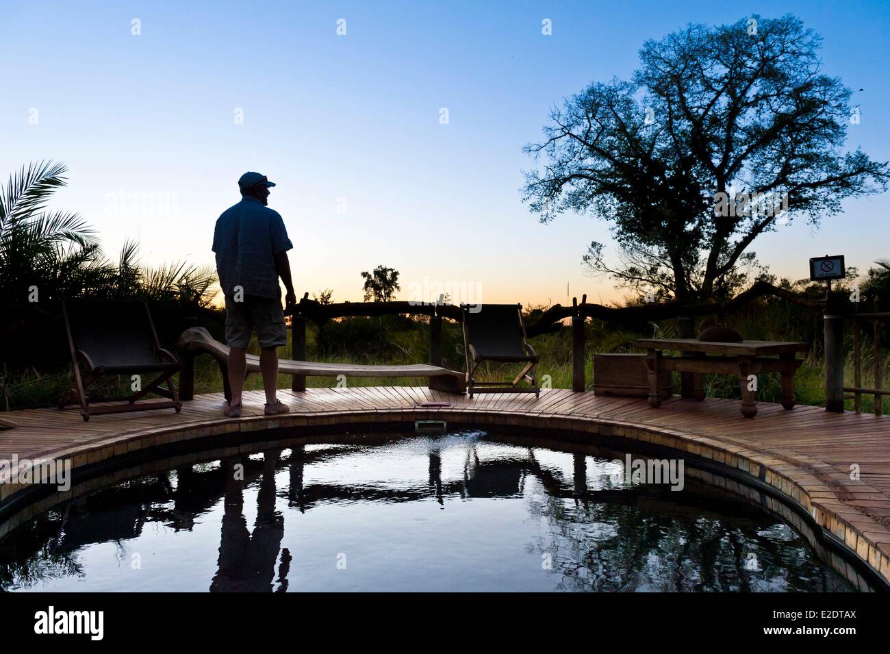 La Jao Camp est un camp de luxe au coeur du delta de l'Okavango dans la réserve de Jao privé accessible par air taxi Banque D'Images