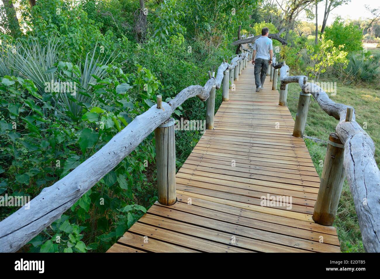 La Jao Camp est un camp de luxe au coeur du delta de l'Okavango dans la réserve de Jao privé accessible par air taxi Banque D'Images