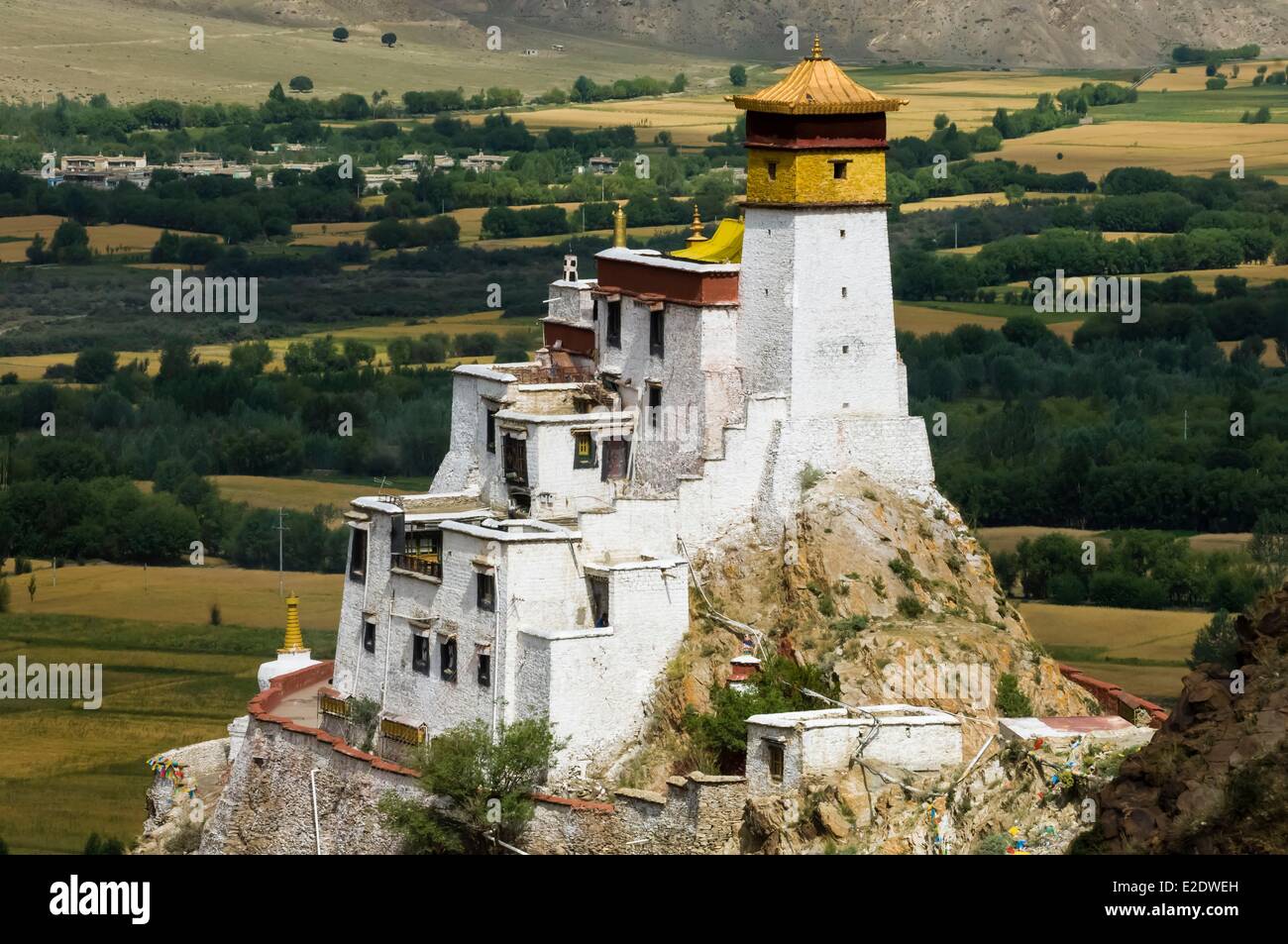 Chine Tibet vallée Yarlung Tsetang temple fortifié de Yambulakhang Banque D'Images