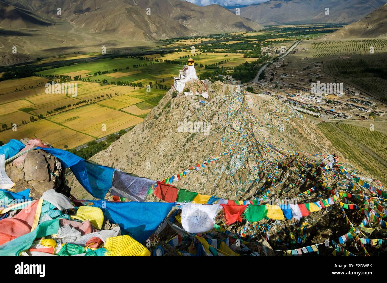 Chine Tibet vallée Yarlung Tsetang temple fortifié de Yambulakhang Banque D'Images