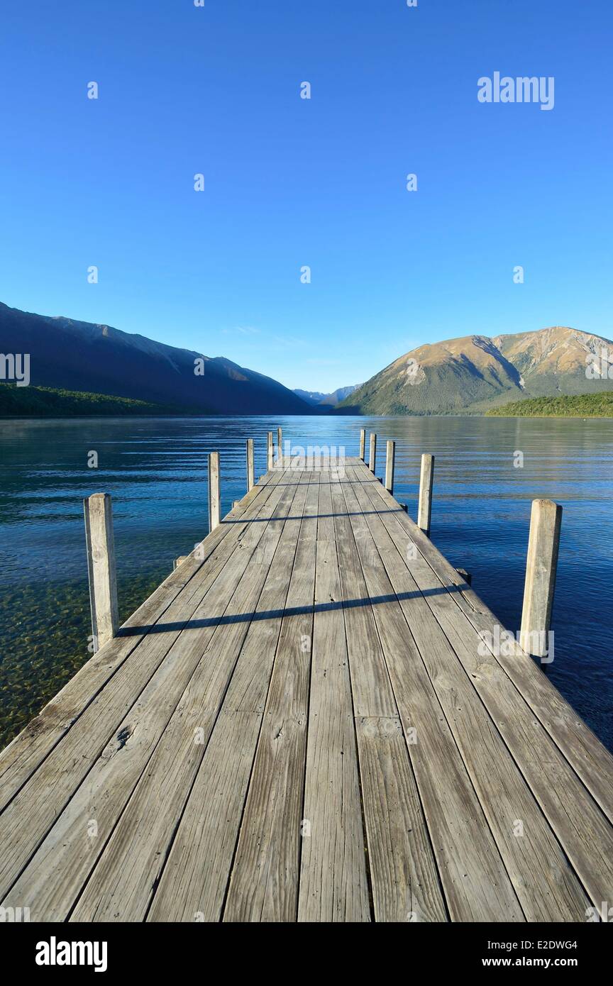 Nouvelle Zélande, île du Sud, Nelson Lakes National Park, le lac Rotoiti Banque D'Images