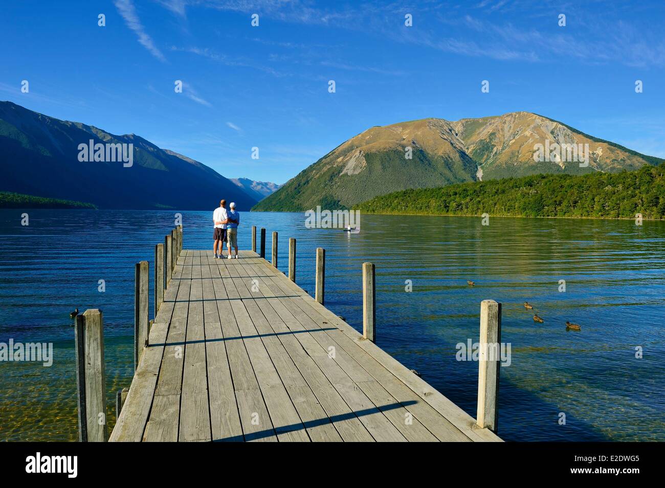 Nouvelle Zélande, île du Sud, Nelson Lakes National Park, le lac Rotoiti Banque D'Images