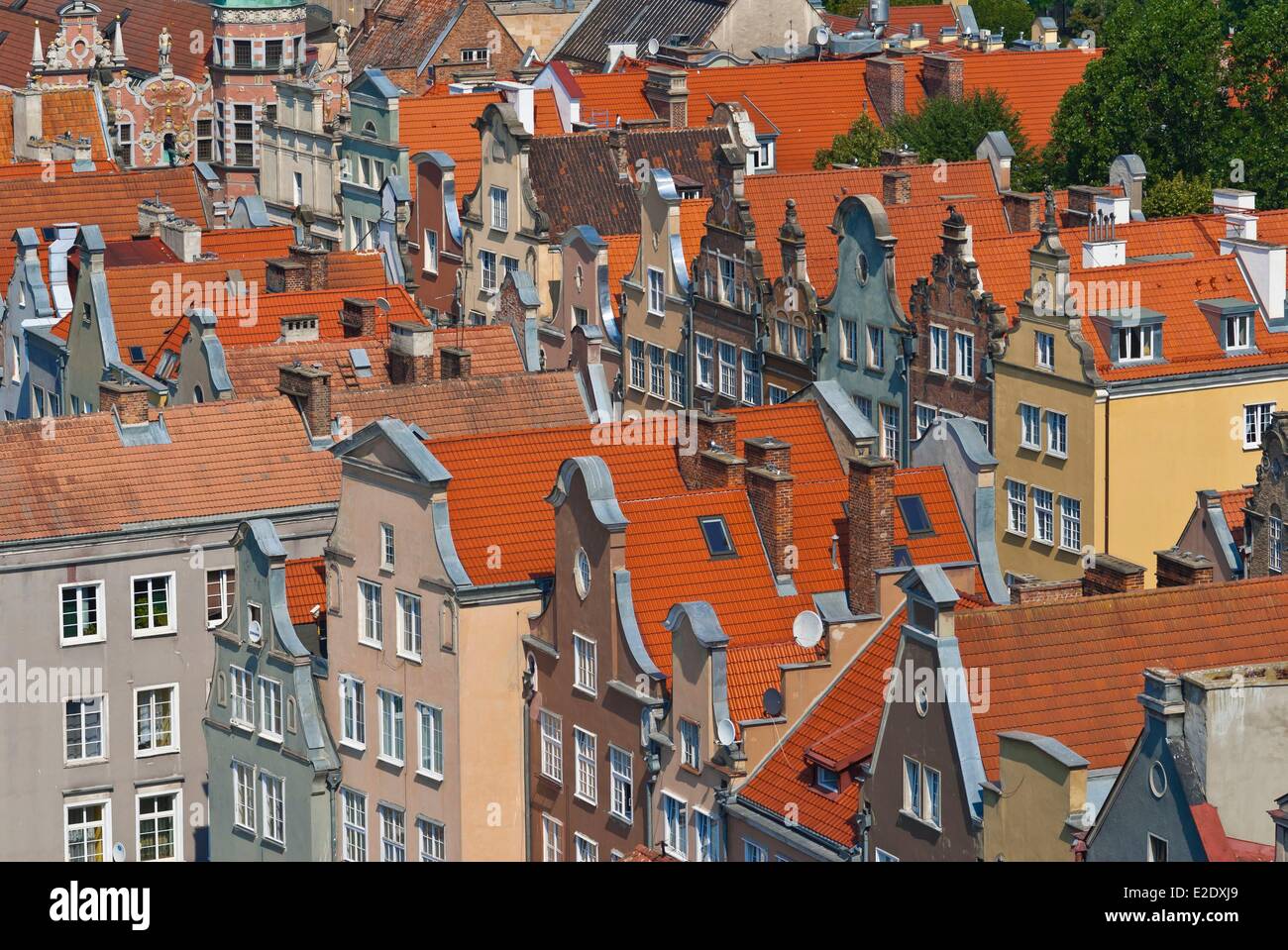 Pologne Poméranie Orientale Gdansk bâtiments anciens du centre historique vu de la tour de l'hôtel de ville (Ratusz Gl¾wnego miasta) Banque D'Images