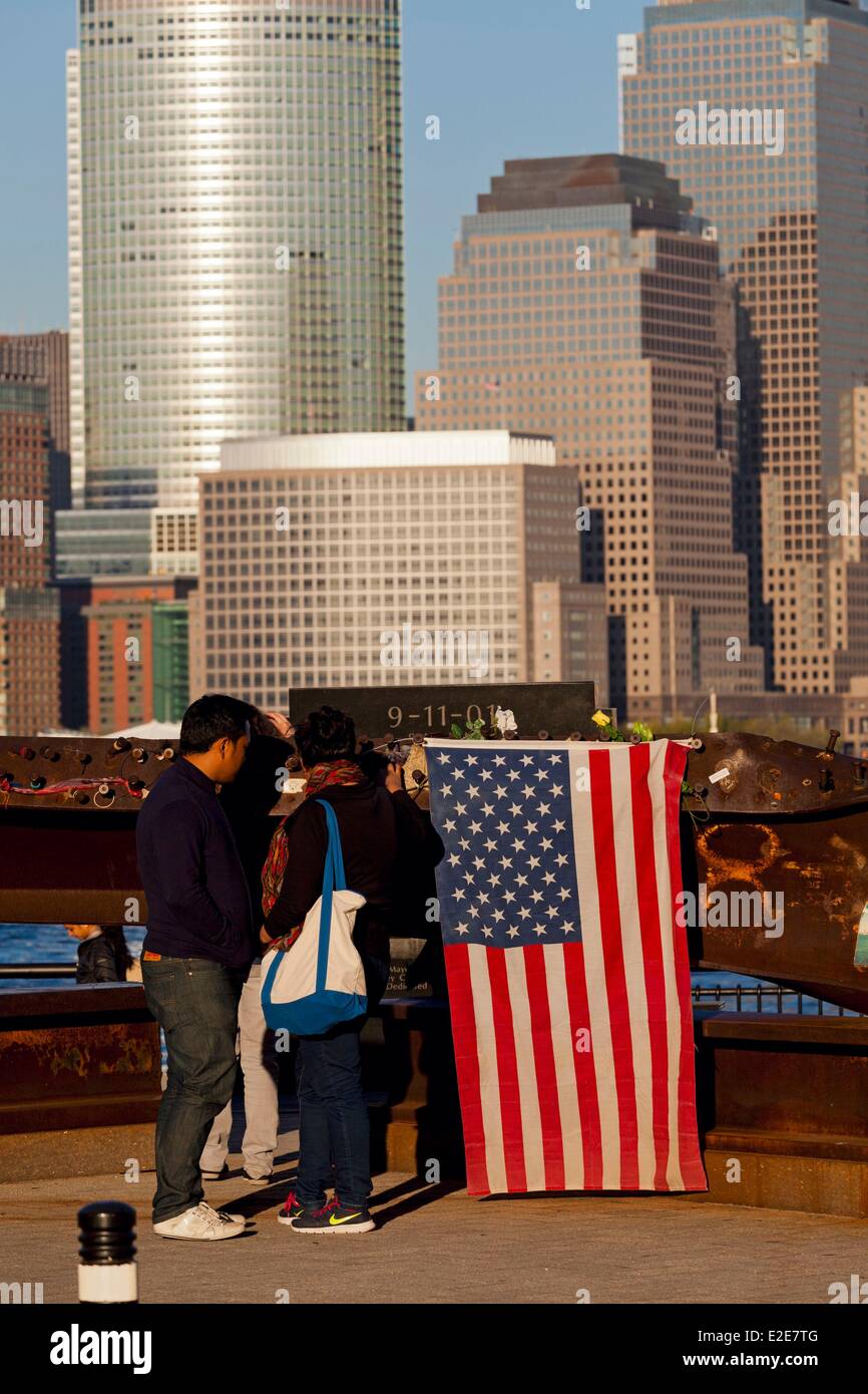 États-unis New Jersey Jersey City le quai de Paulus Hook monument dédié aux victimes du 11 septembre 2001 au Banque D'Images