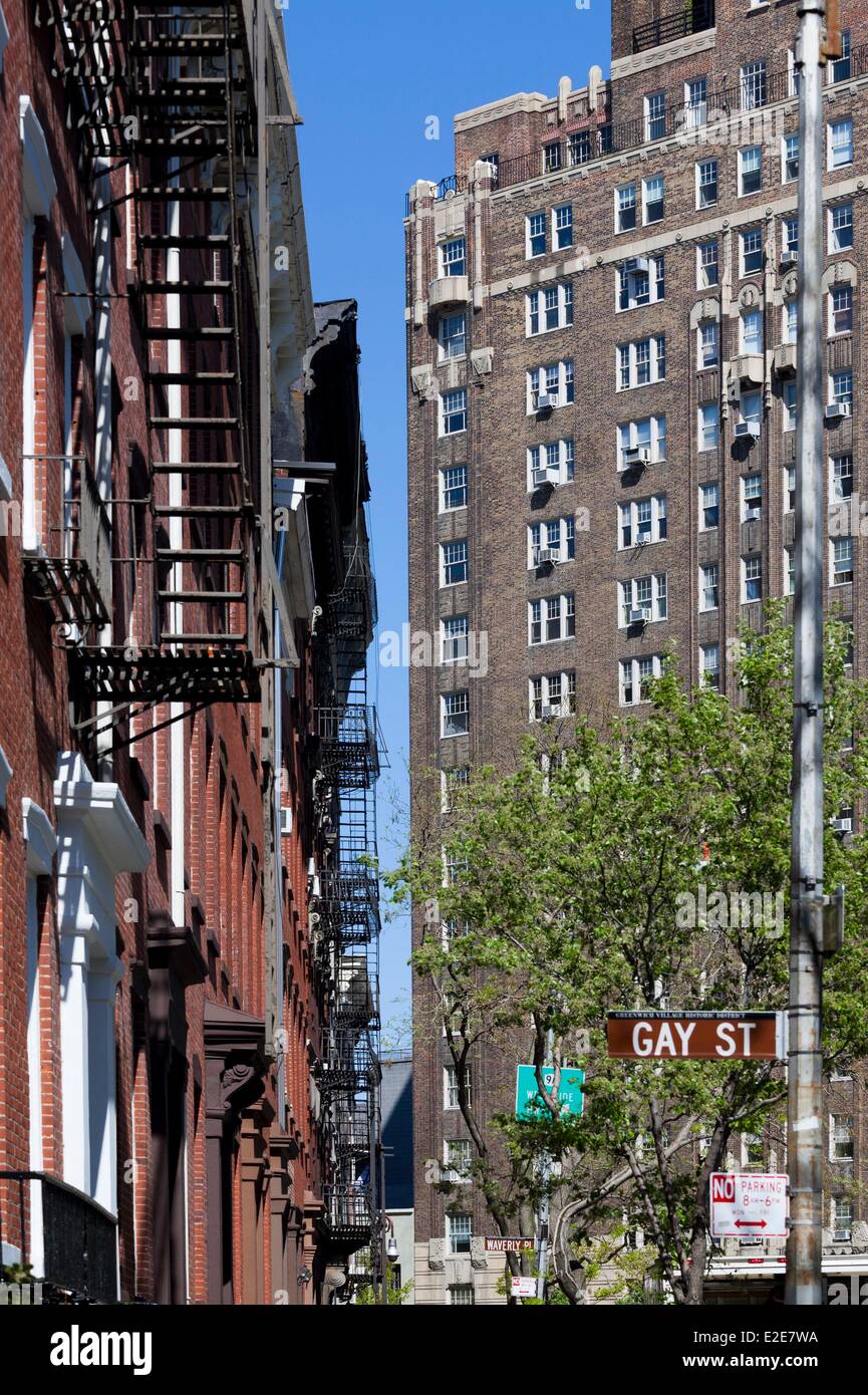 United States, New York, Manhattan, le Village Gay Street, Banque D'Images