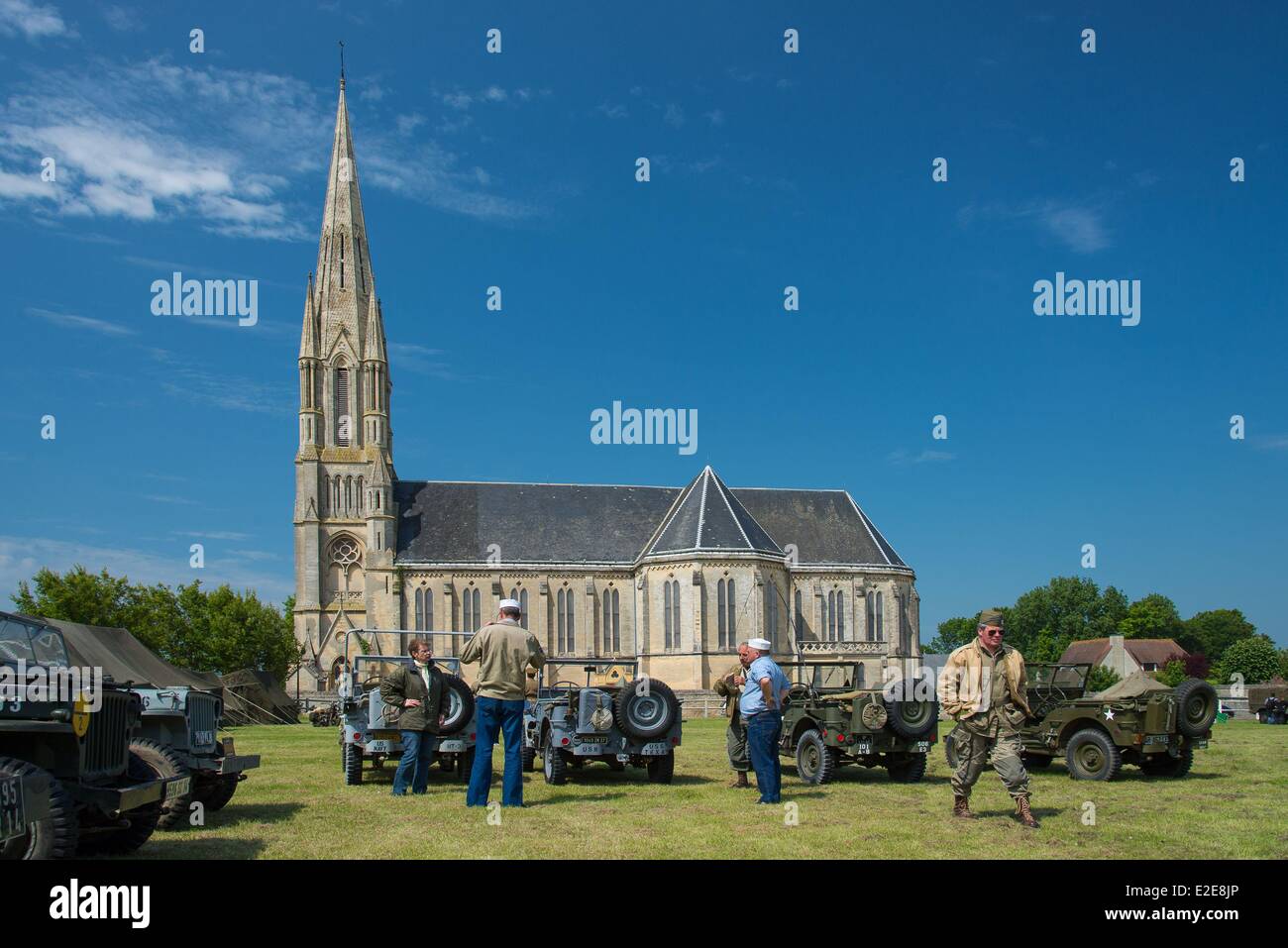 France, Calvados, Saint Aubin sur mer, commémoration de la 6 juin 1944, 69e anniversaire, le camp extras, Jeep Willys Banque D'Images