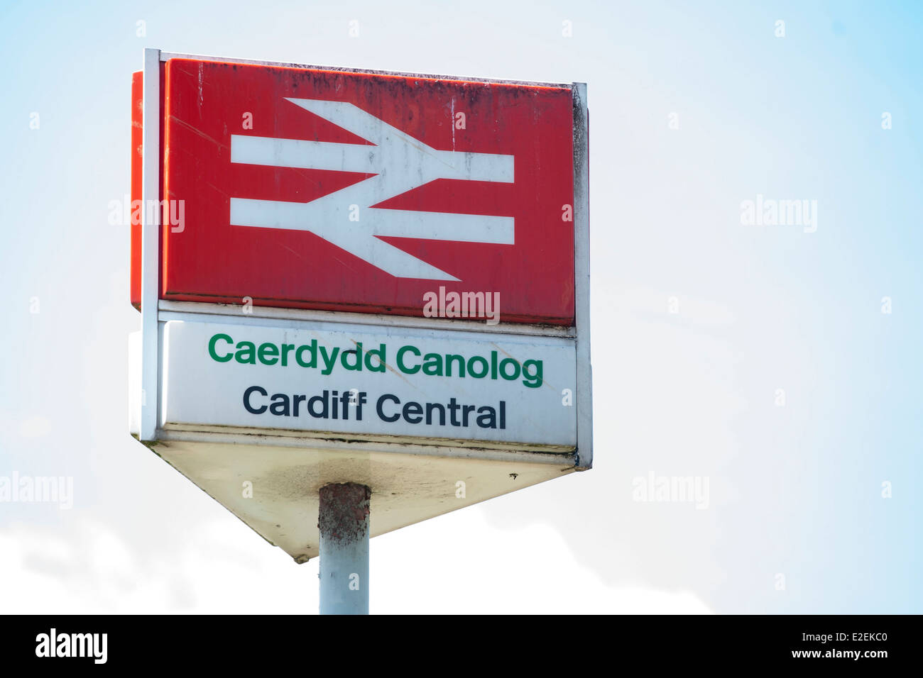 La gare centrale de Cardiff signe. Banque D'Images