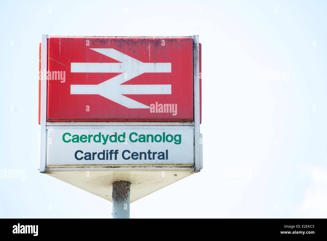 La gare centrale de Cardiff signe. Banque D'Images