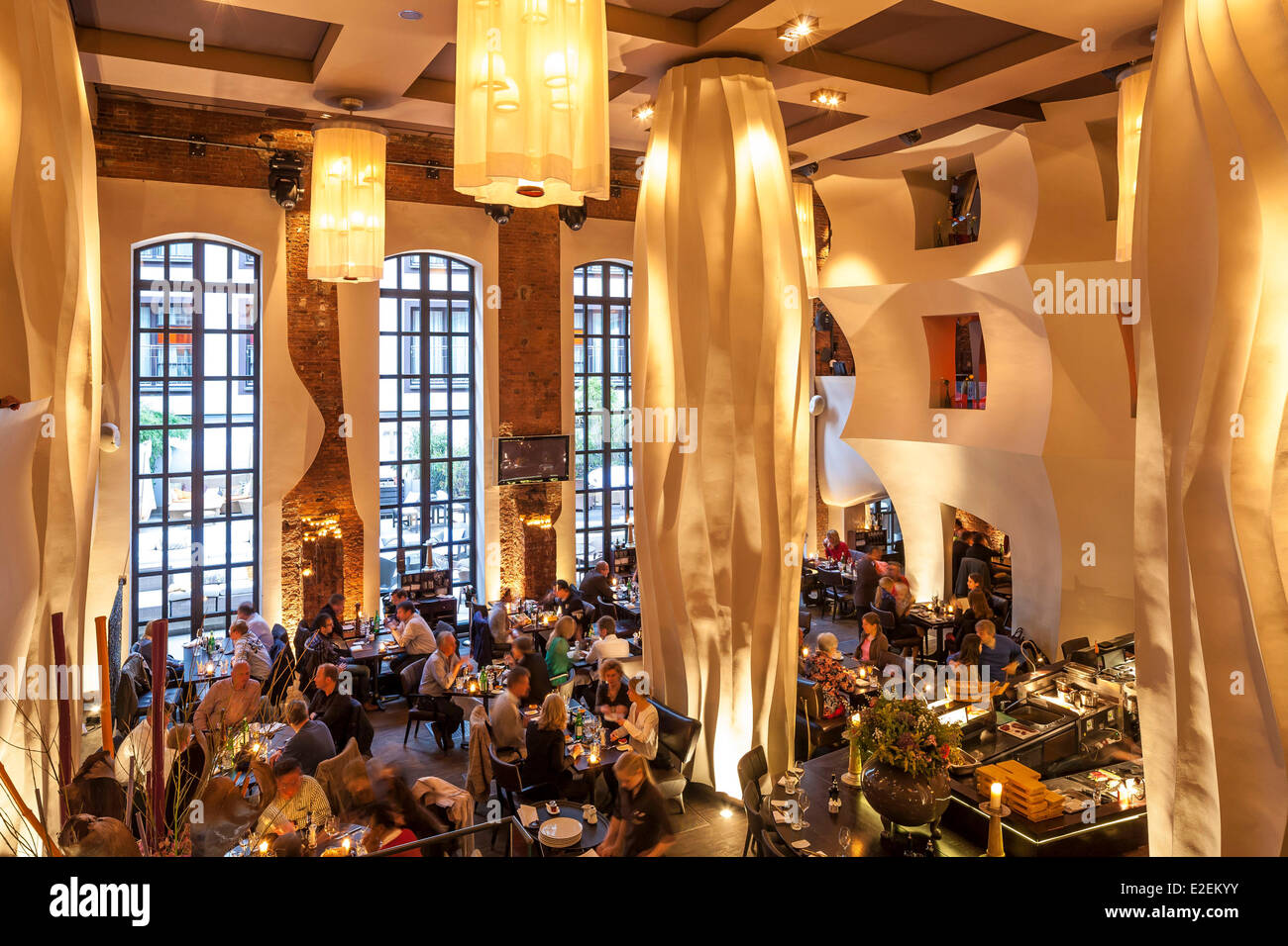 Allemagne, Hambourg, de St Pauli, à l'Est de l'hôtel par l'architecte Jordan Mozer, restaurant Banque D'Images