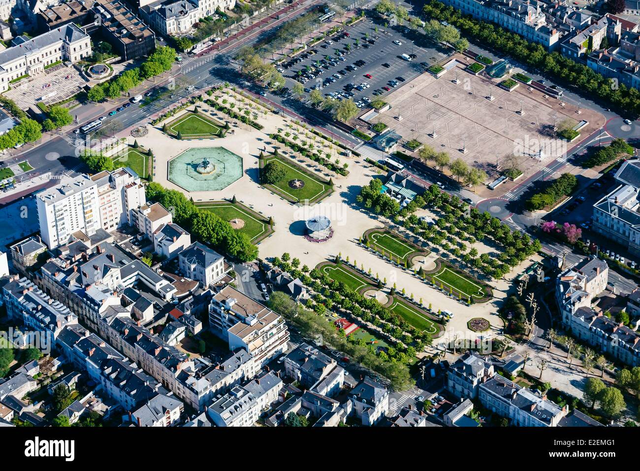 France, Maine et Loire, Angers, le jardin du Mail (vue aérienne) Banque D'Images