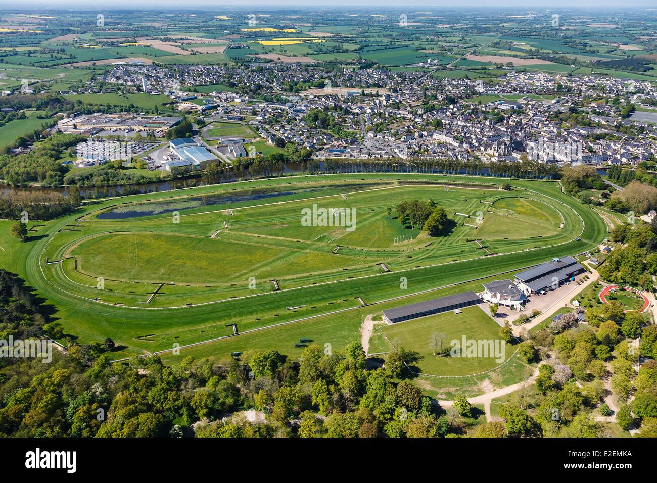 La France, dans le Maine et Loire, le Lion d'Angers, hippodrome (vue aérienne) Banque D'Images